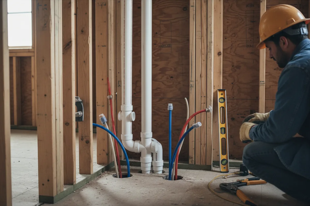 Drain and supply rough-in during Drain Cleaning in Sparkill